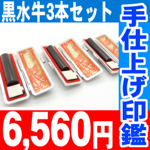 印鑑 実印 はんこ 黒水牛 3本セット ケース付 印鑑セット18mm 15mm 12mm 実印 銀行印 認印 男性 女性 化粧箱付も可