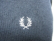 フレッドペリー　90s00sヴィンテージ　ロゴ刺繍セーター　メンズL　紺　ニットセーター　スポーツニットジャケット　トレーナー　01185_画像3