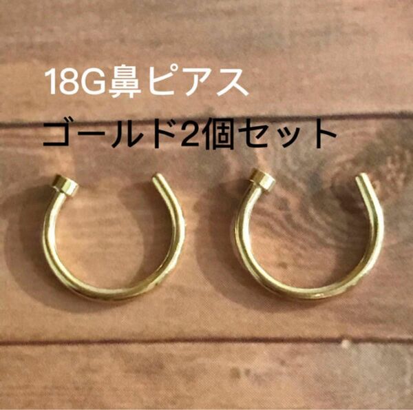 18G フェイク 鼻ピアス ノーズピアス ゴールド2本セット シンプル