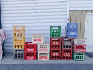 引取限定/中古 ビールケース 日本酒ケース 瓶入れ 空ケース まとめて コカ・コーラ キリンレモン アサヒ 踏み台 茨城県 240114え1 M裏