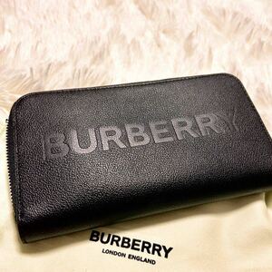 BURBERRY Burberry Logo раунд Zip длинный кошелек черный 