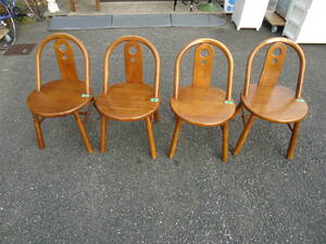 ●○karimoku カリモク ダイニングチェア 4脚セット 木製 丸椅子 チェア 食卓椅子○●