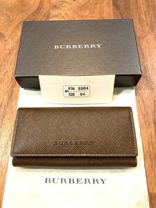 ★ 未使用品 ★ BURBERRY バーバリー サフィアーノブラウンレザー キーリング付き キーケース ノバチェック 茶