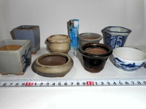 【もくきん堂】　お買得品「送料無料」・ミニ鉢(丸藤×2/陶翠×2/小石原焼×2/その他×２)8鉢まとめて セットーI