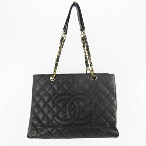 CHANEL シャネル マトラッセ キャビアスキン GST チェーントートバッグ ショルダー ココマーク 黒 ブラック ゴールド金具 シリアルシール