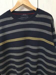 TOMMY HILFIGER トミーヒルフィガー コットンニット セーター クルーネック ニット ボーダー メンズXL 良品