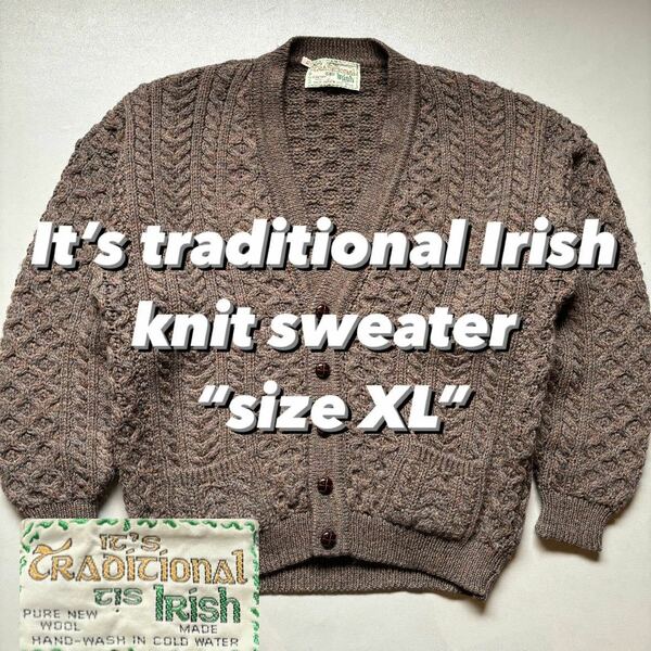 It’s traditional Irish knit sweater “size XL” アイルランド製 ニットカーディガン セーター