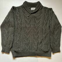 aran crafts merino wool shawl collar knit sweater “size L” アランクラフト メリノウール ショールカラーニットセーター_画像2