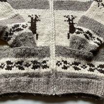 Canadian sweater cowichan sweater “wool100%” “hand knit in Canada” カナディアンセーター カウチンセーター ハンドニット カナダ製_画像5