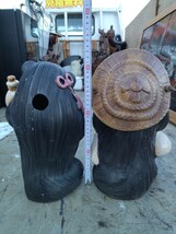 信楽焼 狸 2個 セット 置物 縁起物 夫婦狸 タヌキ ペア たぬき 高さ約34cm 32cm_画像3