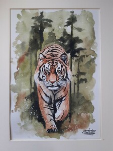 Art hand Auction Tigre aquarelle, Peinture, aquarelle, Peintures animalières