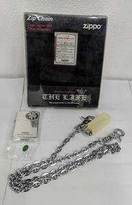 【YYD-2573NY】1円スタート ZIPPO ジッポ Zip Chain 未使用 オイルライター 喫煙具 コレクション 着火未確認 チェーン付