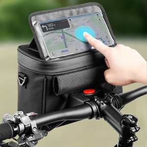 フロントバッグ 取付簡単 自転車用バッグ スマホスタンド タッチ操作 防水 ショルダー付 サイクル用品 D47