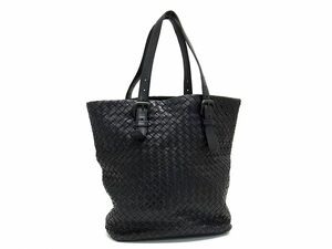 1円 BOTTEGA VENETA ボッテガヴェネタ イントレチャート レザー トートバッグ ショルダー 肩掛け レディース メンズ ブラック系 CB1848