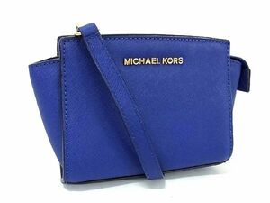 1円 ■新品同様■ MICHAEL KORS マイケルコース レザー 2WAY ミニ ハンドバッグ ショルダーバッグ 斜め掛けかばん 2WAY ブルー系 BH0464