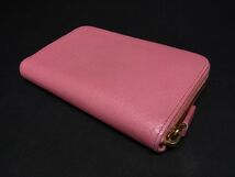 1円 ■美品■ PRADA プラダ サフィアーノレザー ラウンドファスナー 財布 ウォレット 札入れ 小銭入れ レディース ピンク系 AT7160_画像2