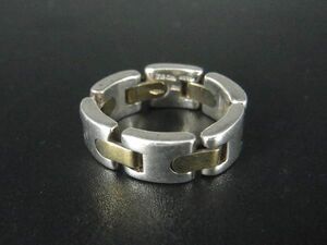 1円 ■美品■ TIFFANY＆Co ティファニー コンビ SV925×K18 750 18金 チェーン リング 指輪 アクセサリー 約15号 シルバー系 AT1355