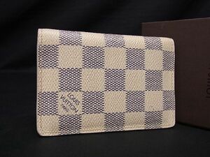 1円 ■美品■ LOUIS VUITTON ルイヴィトン N63144 ダミエアズール ポケット オーガナイザー カードケース パスケース アイボリー系 AS5148