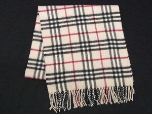 1円 ■極美品■ BURBERRY バーバリー ノバチェック カシミヤ100% フリンジ マフラー ストール レディース メンズ ベージュ系 BE8857