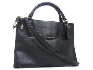 1円 ■美品■ COACH コーチ 33732 ザ スモール ターンロック ボロー レザー 2WAY ハンドバッグ トート ショルダー ブラック系 BI0033