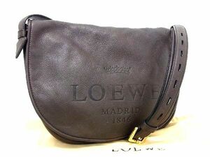 1円 ■美品■ LOEWE ロエベ ヘリテージ レザー クロスボディ ショルダーバッグ 斜め掛け 肩掛け レディース ブラウン系 AW1104