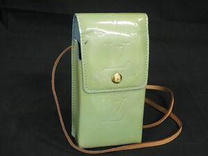 1円 LOUIS VUITTON ルイヴィトン M91049 モノグラムヴェルニ ケンメア ポシェット シガレットケース ベビーブルー グリーン系 AU5652