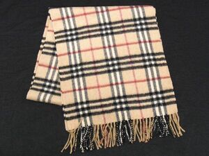 1円 ■極美品■ BURBERRY バーバリー ノバチェック カシミヤ100％ フリンジ マフラー ストール 防寒具 レディース ブラウン系 AT3966