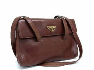 1円 PRADA プラダ サフィアーノレザー ショルダーバッグ トートバッグ 肩掛けかばん レディース ブラウン系 BH0564