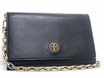 1円 ■美品■ TORY BURCH トリーバーチ レザー チェーン ショルダーウォレット 財布 カード入れ 斜め掛けかばん ブラック系 BG6565_画像1