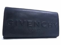 1円 GIVENCHY ジバンシィ レザー 二つ折り 長財布 ウォレット メンズ レディース ブラック系 AT7247_画像1