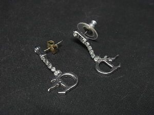 1円 ChristianDior クリスチャンディオール ファイヤー ラインストーン ピアス アクセサリー レディース シルバー系 BH0943