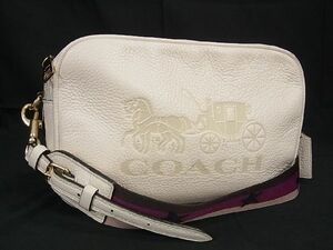 1円 ■美品■ COACH コーチ F75818 レザー クロスボディ ショルダーバッグ 斜め掛け レディース アイボリー系 AS5578