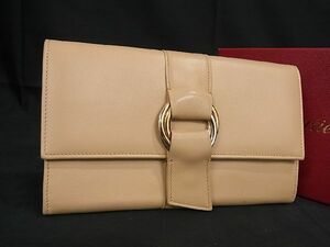 1円 ■美品■ Cartier カルティエ トリニティ レザー 三つ折り 長財布 ウォレット 小銭入れ 札入れ レディース ベージュ系 BH0894