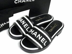 ■極美品■ CHANEL シャネル ココマーク ロゴ キャンバス×レザー サンダル サイズ 38 (約25.0cm) 靴 シューズ ブラック系 AV3791