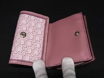 1円 kate spade ケイトスペード PVC 総柄 三つ折り 財布 ウォレット レディース ピンク系 AU8756_画像3