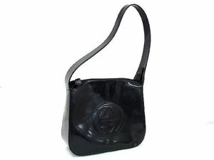 1円 ■美品■ GUCCI グッチ 001 1364 1703 インターロッキングＧ レザー ショルダー 肩掛け レディース ブラック系 BH0796