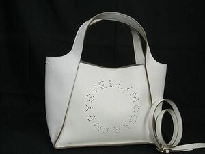 1円 ■美品■ STELLA McCARTNEY ステラ マッカートニー レザー 2WAY ハンドバッグ トート ショルダー レディース ホワイト系 AT7484