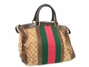 1円 GUCCI グッチ オールドグッチ ヴィンテージ GG柄 キャンバス×レザー ハンドバッグ ミニボストンバッグ ブラウン系 AU5504