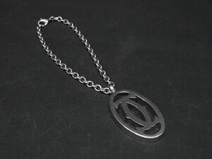 1円 ■美品■ Cartier カルティエ 2Cロゴ キーホルダー バッグチャーム アクセサリー メンズ レディース シルバー系 AT5355