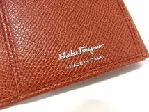 1円 ■美品■ Salvatore Ferragamo フェラガモ レザー 二つ折り 長財布 ウォレット 小銭入れ 札入れ オレンジ系 AU8738_画像6