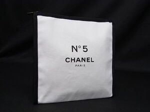 1円 ■極美品■ CHANEL シャネル N°5 キャンバス マルチポーチ マルチケース レディース アイボリー系×ブラック系 AU8075