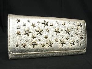 1円 JIMMY CHOO ジミーチュウ ニノ スタースタッズ レザー 二つ折り 長財布 ウォレット 小銭入れ 札入れ ゴールド系 AU8061