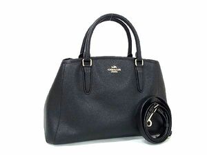 1円 ■美品■ COACH コーチ F57527 スモール マーゴット キャリーオール レザー 2WAY ハンドバッグ トート ショルダー ブラック系 AU6186