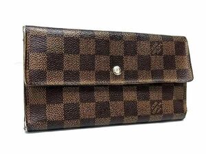 1円 LOUIS VUITTON ルイヴィトン N61217 ダミエ ポルトフォイユ インターナショナル 三つ折り 長財布 ブラウン系 CC1284