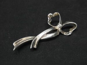 1円 ■美品■ TIFFANY＆Co ティファニー SV925 リボンモチーフ ピンブローチ ピンバッジ アクセサリー レディース シルバー系 AR6128