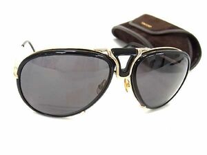 1円 ■美品■ TOM FORD トムフォード TF1 288 サングラス メガネ 眼鏡 レディース メンズ ブラック系×ゴールド系 AU7221