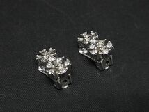 1円 ■極美品■ ChristianDior クリスチャンディオール ラインストーン クリップ式 イヤリング アクセサリー シルバー系 AT7282_画像1