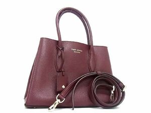 1円■極美品■ kate spade ケイトスペード WKRU5697 エヴァ スモール サッチェル レザー 2WAY ハンドバッグ ショルダー ボルドー系 AU6034