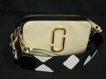 1円 MARC JACOBS マークジェイコブス スナップショット レザー クロスボディ ショルダーバッグ ライトベージュ系 BH0767_画像1