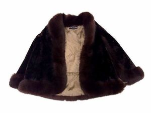 1円 ■極美品■ Ｍaple Queen Furs メープルクイーンファーズ シェアードミンクファー ポンチョ アウター 洋服 ブラウン系 BF4683